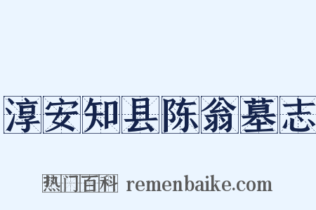 淳安知县陈翁墓志是什么意思的图片